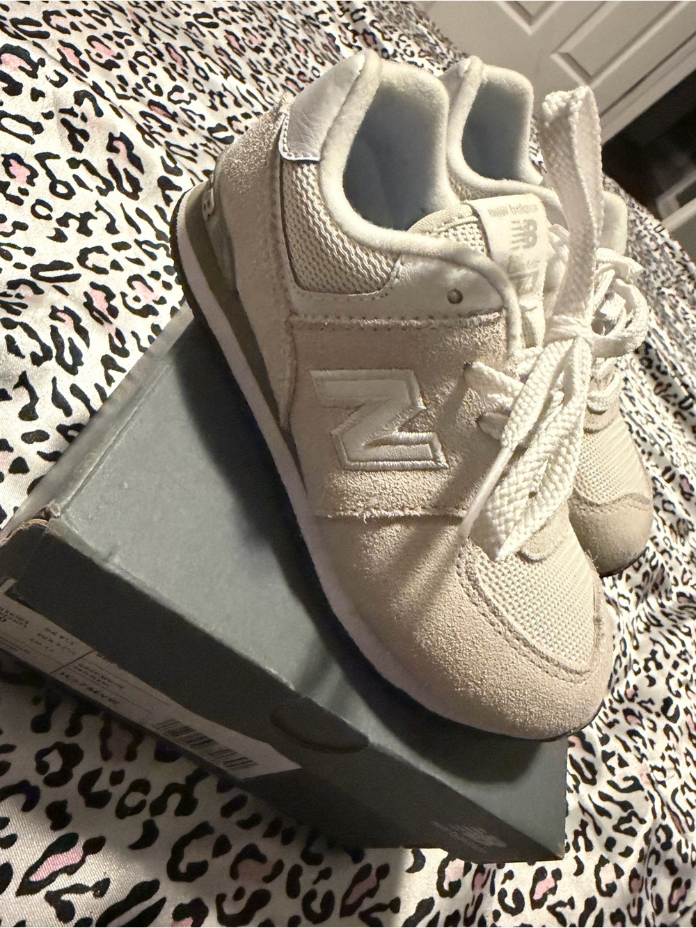 New Balance Kids Grey & White Sneakers